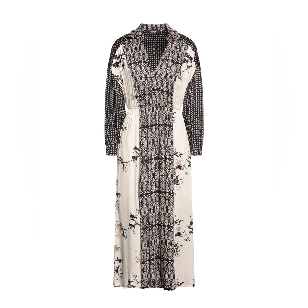 NWT SISTE’S black and white pattern midi long sleeve dress